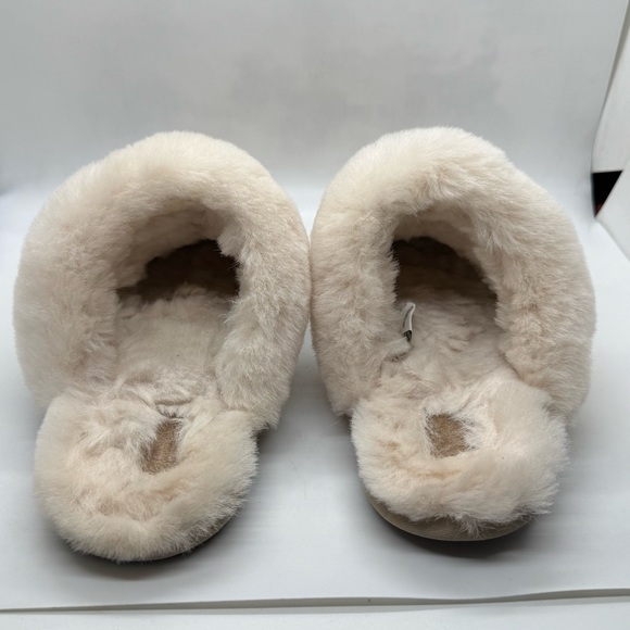 Australia Luxe Collective Sheep Fur Happy Face Closed Toe Mule Leather Slippers - Picture 6 of 10
